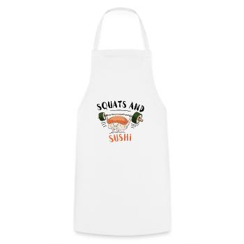 Japanisches Essen Sushi Gym Nigiri Sushi Rolle - Kochschürze - Weiß - Vorne - AI Model Male 185 dark (185cm)