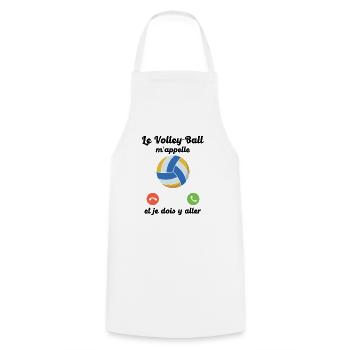 Volley-ball appelle et je dois y aller - Tablier de cuisine - blanc - Devant - AI Model Male 185 dark (185cm)