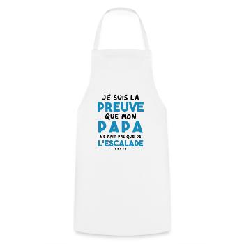 Preuve que papa ne fait pas que de l'escalade - Tablier de cuisine - blanc - Devant - AI Model Male 185 dark (185cm)