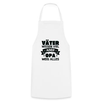 Väter wissen viel aber Opa weiß alles - Tablier de cuisine - blanc - Devant - AI Model Male 185 dark (185cm)