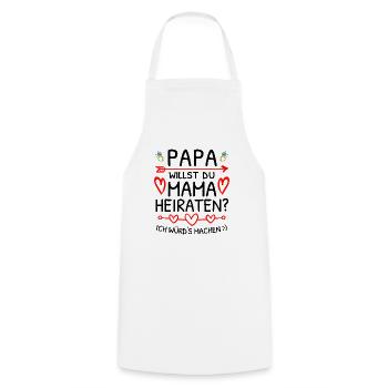 Papa Willst Du Mama Heiraten? Heiratsantrag - Kochschürze - Weiß - Vorne - AI Model Male 185 dark (185cm)