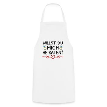Willst Du Mich Heiraten? Heiratsantrag - Kochschürze - Weiß - Vorne - AI Model Male 185 dark (185cm)