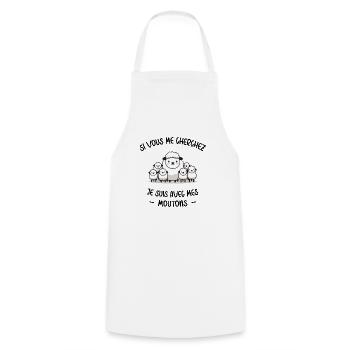 Mouton Berger Humour Cadeau Agriculteur Fermier - Tablier de cuisine - blanc - Devant - AI Model Male 185 dark (185cm)