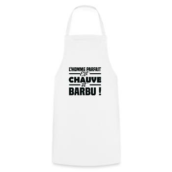 L homme parfait est chauve et barbu - Tablier de cuisine - blanc - Devant - AI Model Male 185 dark (185cm)