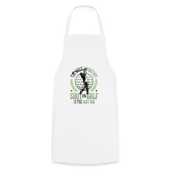 The most important shot in golf is the next - Cooking Apron - white - Front - AI Model Male 185 dark (185cm)