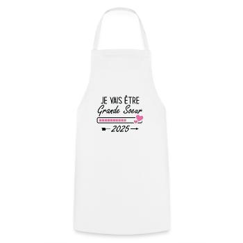 Je Vais Être Grande Sœur 2025 - Tablier de cuisine - blanc - Devant - AI Model Male 185 dark (185cm)
