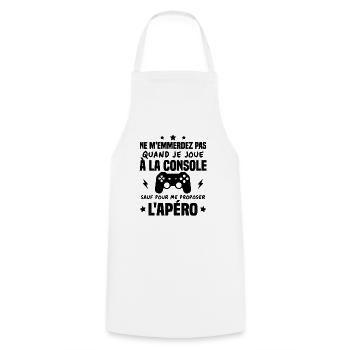 Quand je joue à la console Humour Cadeau - Tablier de cuisine - blanc - Devant - AI Model Male 185 dark (185cm)