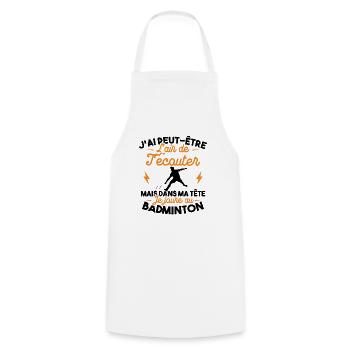 Dans ma tête je joue au Badminton - Tablier de cuisine - blanc - Devant - AI Model Male 185 dark (185cm)