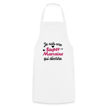 Je suis une Super Marraine qui Dechire - Tablier de cuisine - blanc - Devant - AI Model Male 185 dark (185cm)