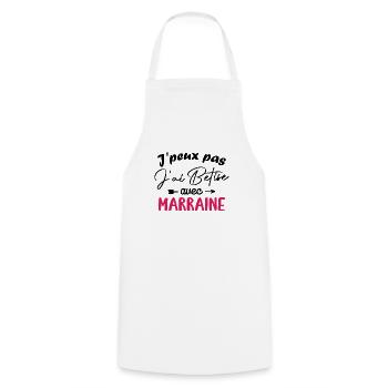 J peux pas j ai bêtise avec marraine - Tablier de cuisine - blanc - Devant - AI Model Male 185 dark (185cm)