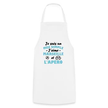 Je suis un mec simple j aime marseille et l apéro - Tablier de cuisine - blanc - Devant - AI Model Male 185 dark (185cm)