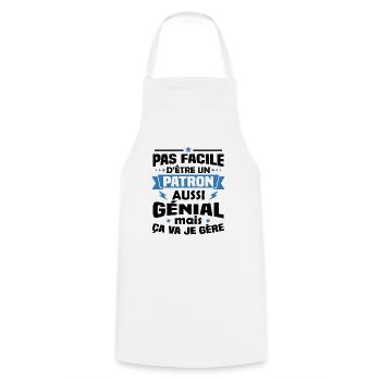 Un patron aussi génial mais ça va je gère - Tablier de cuisine - blanc - Devant - AI Model Male 185 dark (185cm)