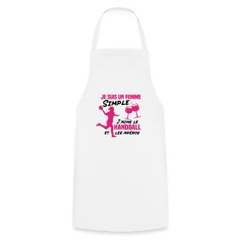 Un femme simple j aime le handball at les apéros - Tablier de cuisine - blanc - Devant - AI Model Male 185 dark (185cm)