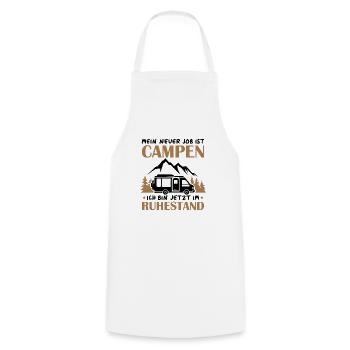 Renter Camping Geschenk - Kochschürze - Weiß - Vorne - AI Model Male 185 dark (185cm)