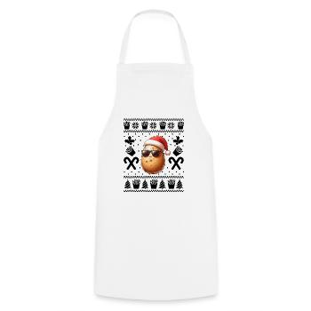 Drôle de pomme de terre Noël frites motif - Tablier de cuisine - blanc - Devant - AI Model Male 185 dark (185cm)