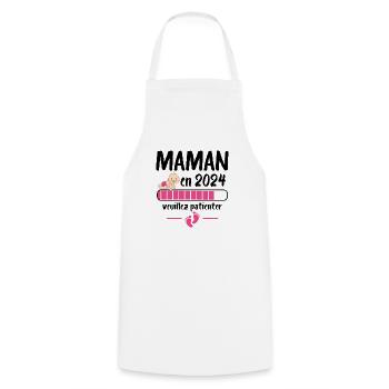 Cadeau Maman Annonce Grossesse Future Maman 2024 - Tablier de cuisine - blanc - Devant - AI Model Male 185 dark (185cm)