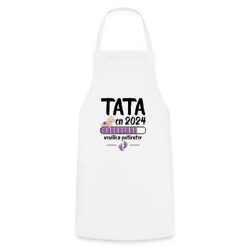 Cadeau Tata Annonce Grossesse Future Tante 2024 - Tablier de cuisine - blanc - Devant - AI Model Male 185 dark (185cm)