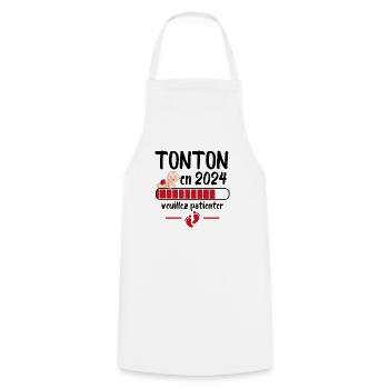 Cadeau Tonton Annonce Grossesse Futur Oncle 2024 - Tablier de cuisine - blanc - Devant - AI Model Male 185 dark (185cm)