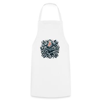 Blacksmith Metalworker Bladesmith Metal - Cooking Apron - white - Front - AI Model Male 185 dark (185cm)