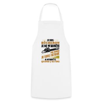 Je suis bûcheron - Tablier de cuisine - blanc - Devant - AI Model Male 185 dark (185cm)