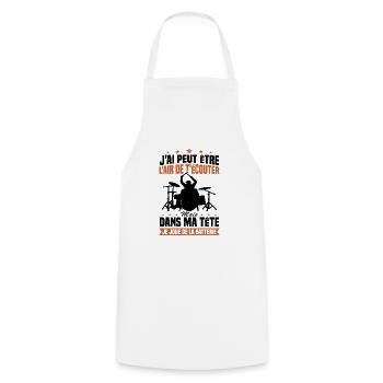 In my head I'm playing drums - Cooking Apron - white - Front - AI Model Male 185 dark (185cm)