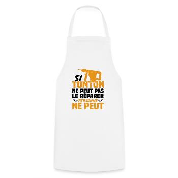 Si tonton ne peut pas le réparer personne ne peut - Tablier de cuisine - blanc - Devant - AI Model Male 185 dark (185cm)