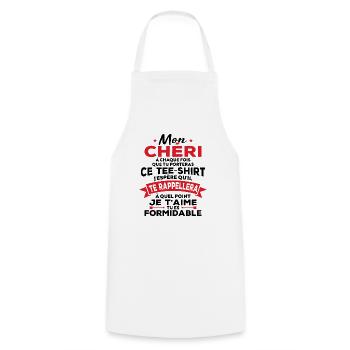 Mon chéri je t aime tu es formidable - Tablier de cuisine - blanc - Devant - AI Model Male 185 dark (185cm)