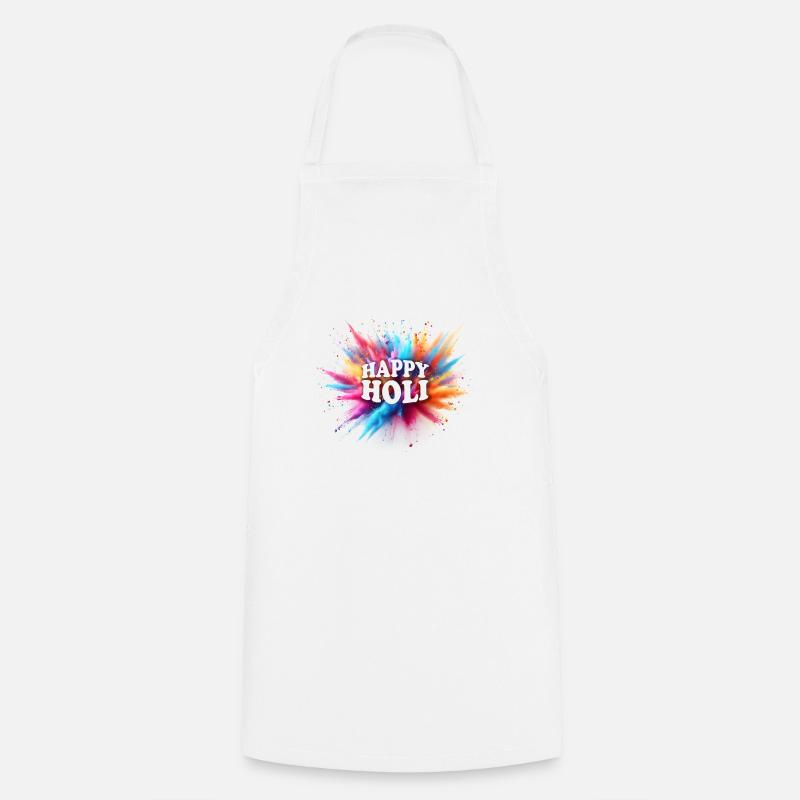 Festival Holi Explosion De Poudre Multicolore - Tablier de cuisine - blanc