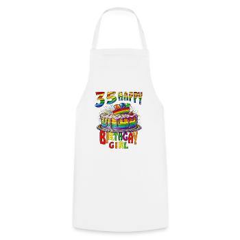 TORTE 35 HAPPY BIRTHGAY GIRL - Cooking Apron - white - Front - AI Model Male 185 dark (185cm)