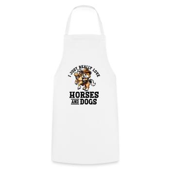 I love horses and dogs - Cooking Apron - white - Front - AI Model Male 185 dark (185cm)