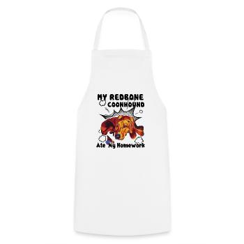 Redbone Coonhound Ate My Homework - Cooking Apron - white - Front - AI Model Male 185 dark (185cm)