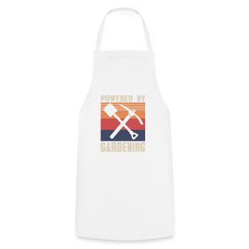 Powered by Gardening Retro Style Fan - Cooking Apron - white - Front - AI Model Male 185 dark (185cm)