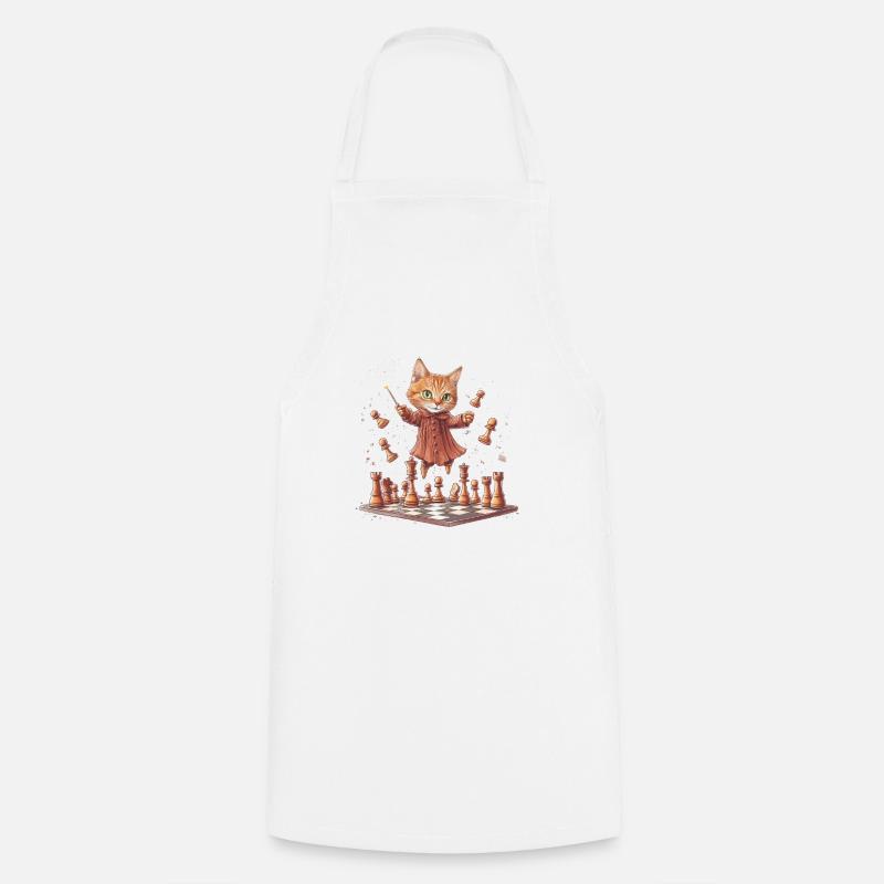 Schach-Katze - Kochschürze - Weiß