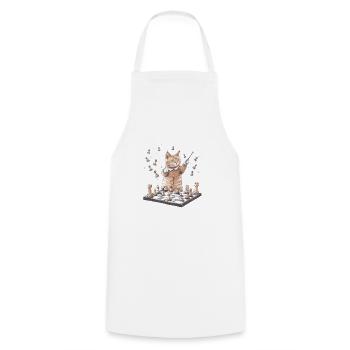 Chess Cat - Cooking Apron - white - Front - AI Model Male 185 dark (185cm)