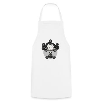 Yoga Lotus Pose - Kochschürze - Weiß - Vorne - AI Model Male 185 dark (185cm)