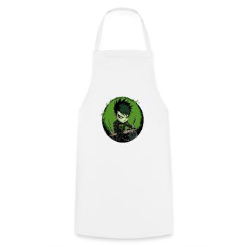 Drummer Boy green Drums Schlagzeug - Kochschürze - Weiß - Vorne - AI Model Male 185 dark (185cm)