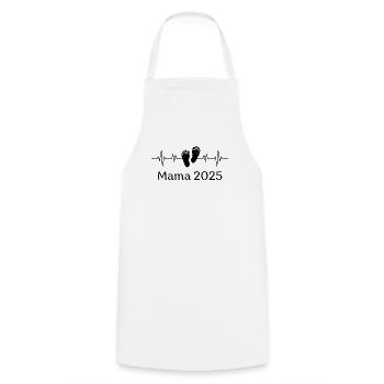 Mama 2025 Herzschlag - Kochschürze - Weiß - Vorne - AI Model Male 185 dark (185cm)