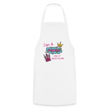 SLOGAN 4 01 - Cooking Apron - white - Front - AI Model Male 185 dark (185cm)
