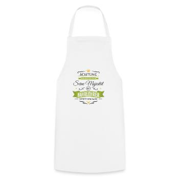 His Majesty the Driving Instructor enters the room! - Cooking Apron - white - Front - AI Model Male 185 dark (185cm)