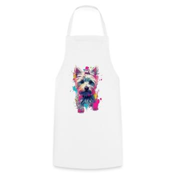 Yorkshire Terrier chiot chien - Tablier de cuisine - blanc - Devant - AI Model Male 185 dark (185cm)