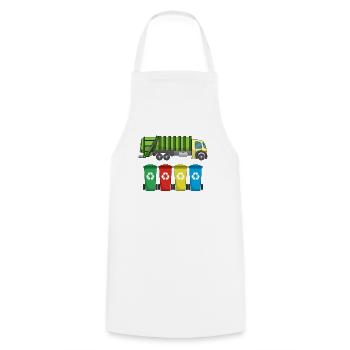 Garbage Truck For Garbage Disposal Recycling I Gift Idea - Cooking Apron - white - Front - AI Model Male 185 dark (185cm)