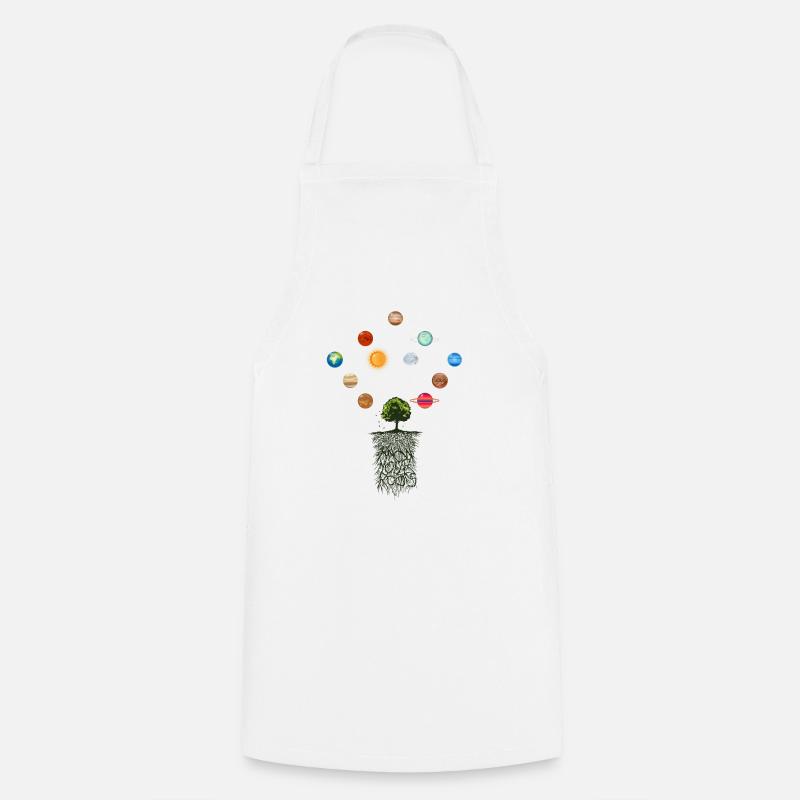 Planet solar system tree sun earth moon children - Cooking Apron - white