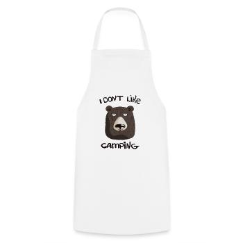 I do not like camping! Bear animal gift - Cooking Apron - white - Front - AI Model Male 185 dark (185cm)