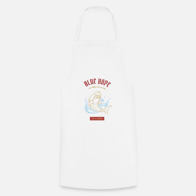 "Blue Hope" Shark | Tshirt & Gift - Cooking Apron - white