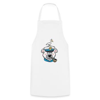 Eisbär Eis Bär Pfeife Möve Kapitän Cartoon Comic - Kochschürze - Weiß - Vorne - AI Model Male 185 dark (185cm)