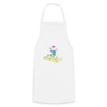 Producteur de musique vintage cool DJ Cat - Tablier de cuisine - blanc - Devant - AI Model Male 185 dark (185cm)