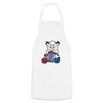 Crochet Sewing Knitting Knitting Sheep Gift - Cooking Apron - white - Front - AI Model Male 185 dark (185cm)