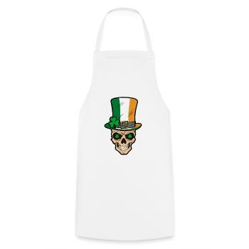 Irish Skull Ireland Shamrock Comic - Cooking Apron - white - Front - AI Model Male 185 dark (185cm)