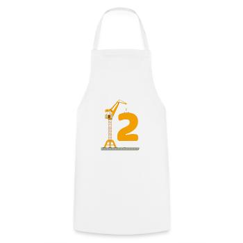 Camion de grue de pelle de chantier d'anniversaire de 2 deuxième anniversaire - Tablier de cuisine - blanc - Devant - AI Model Male 185 dark (185cm)