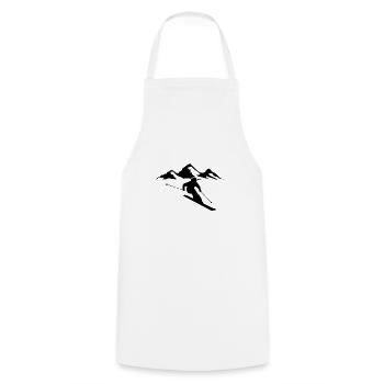 Cadeau ski - Tablier de cuisine - blanc - Devant - AI Model Male 185 dark (185cm)